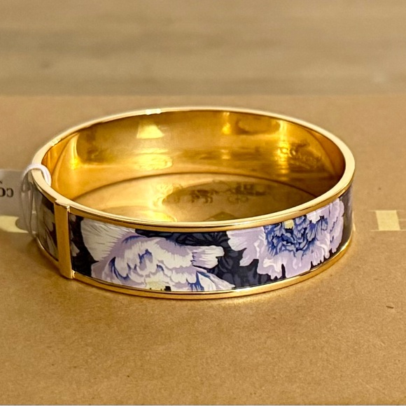 Coach Blue Coated Canvas Floral Bangle Bracelet With Kaffe Fassett Print - Picture 4 of 7